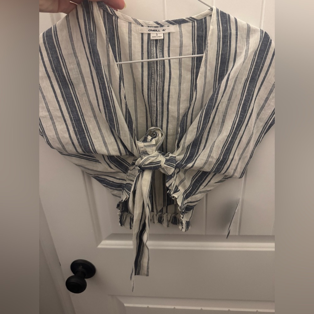 O'Neill Navy and White Striped Blouse